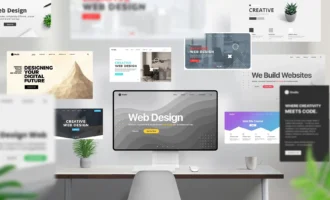 creative-workspace-with-desktop-screen-numerous-web-pages-flying-around-dynamic-motion-some-p
